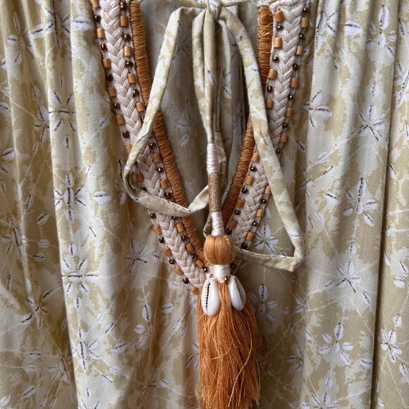 Skemo Boho Peasant Blouse Tassel Tie Floral Print Top XL - Picture 4 of 5